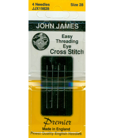 John James Easy Threading Eye size 28 needles Cross Stitch