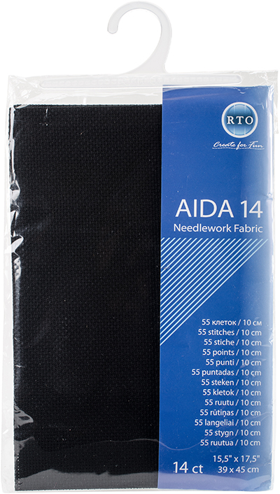 14 Count Black Aida, 15.5x17.5 by RTO Cross Stitch